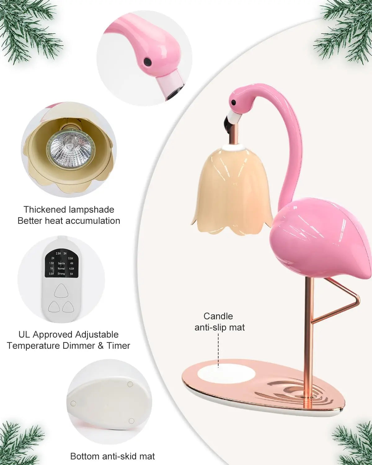 Lumora Flamingo Glow — Dimmable Candle Warmer Lamp with Timer