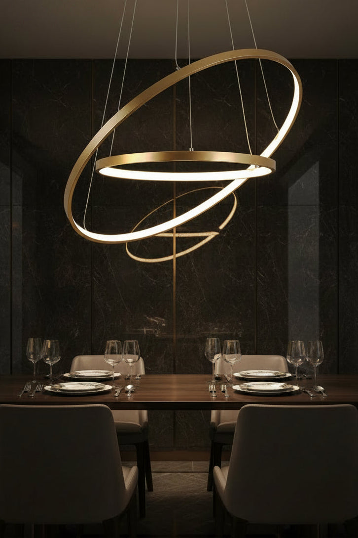 Halo Ring LED Pendant Light — Modern Ceiling Lamp for Living & Dining