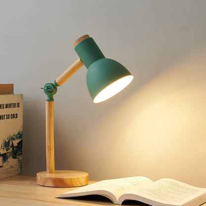 Artisan Wooden LED Table Lamp with Swivel Head — Nordic Glow