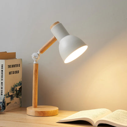 Artisan Wooden LED Table Lamp with Swivel Head — Nordic Glow