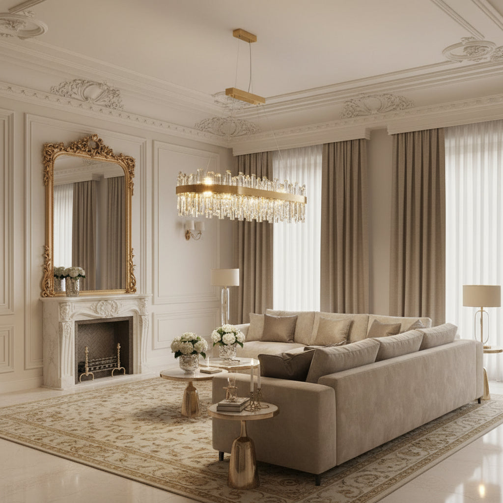 Round & Oval Luxury LED Light for Dining Rooms & Grand Spaces — Crystal Halo Chandelier