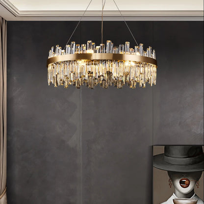 Round & Oval Luxury LED Light for Dining Rooms & Grand Spaces — Crystal Halo Chandelier