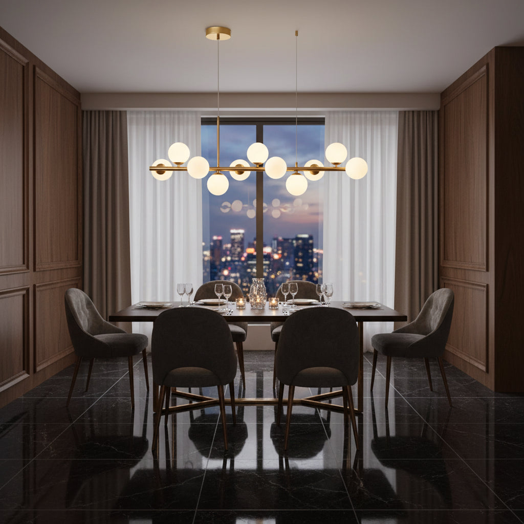 Luminary Spheres – Nordic Glass Ball Chandelier | Warm Ambient Glow for Dining, Kitchen & Living Spaces