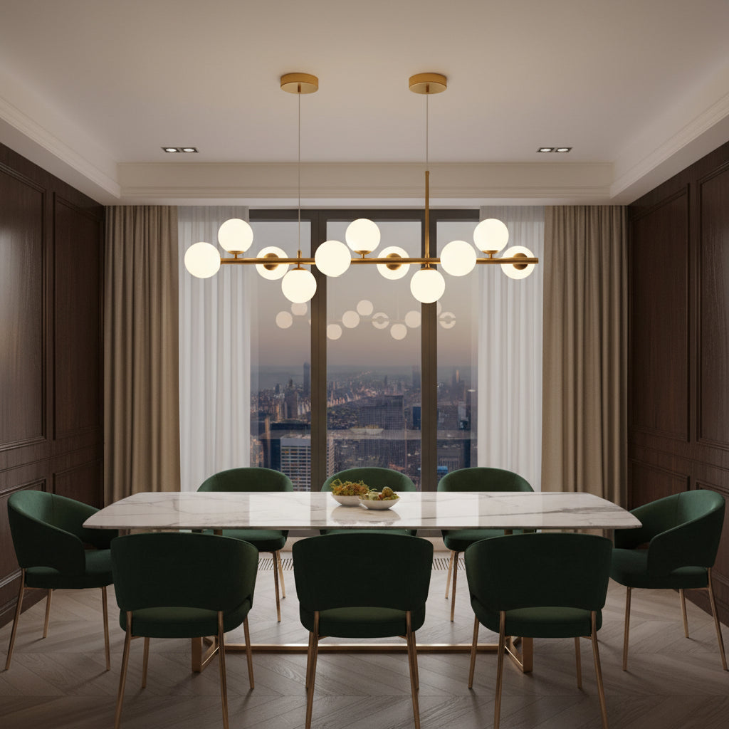Luminary Spheres – Nordic Glass Ball Chandelier | Warm Ambient Glow for Dining, Kitchen & Living Spaces