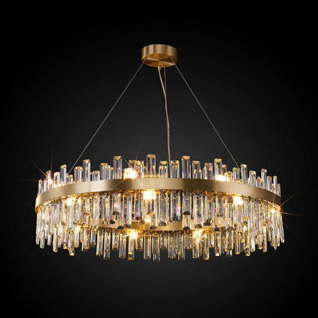 Round & Oval Luxury LED Light for Dining Rooms & Grand Spaces — Crystal Halo Chandelier