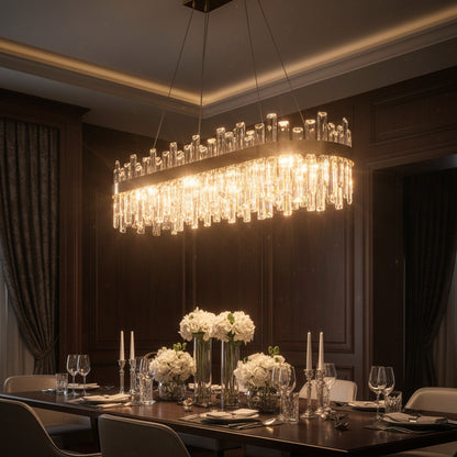 Round & Oval Luxury LED Light for Dining Rooms & Grand Spaces — Crystal Halo Chandelier
