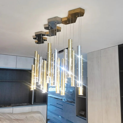 Lumora Tube Chandelier — Modular Nordic LED Ceiling Light for Dining Rooms, Living Rooms & Bars