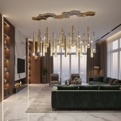 Lumora Tube Chandelier — Modular Nordic LED Ceiling Light for Dining Rooms, Living Rooms & Bars