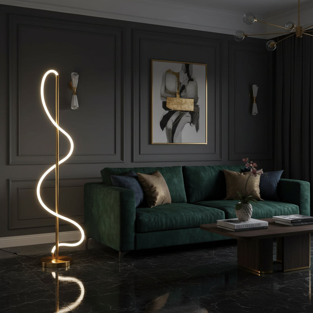 Lumora Arc Floor Lamp — Nordic Minimalist LED Light for Living Room & Bedroom