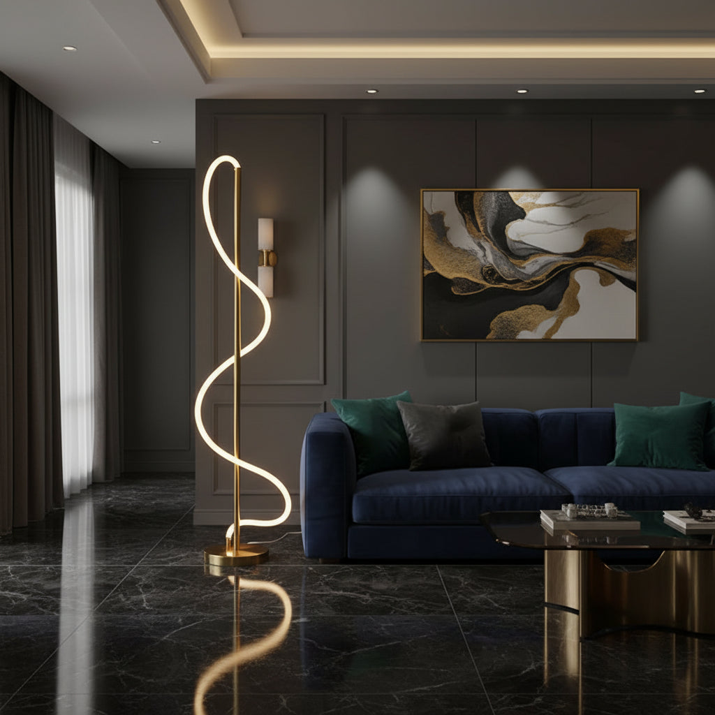 Lumora Arc Floor Lamp — Nordic Minimalist LED Light for Living Room & Bedroom