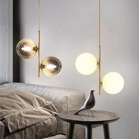 Lumora Copper Glass Ball Pendant — A Drop of Nordic Elegance for Your Ceiling