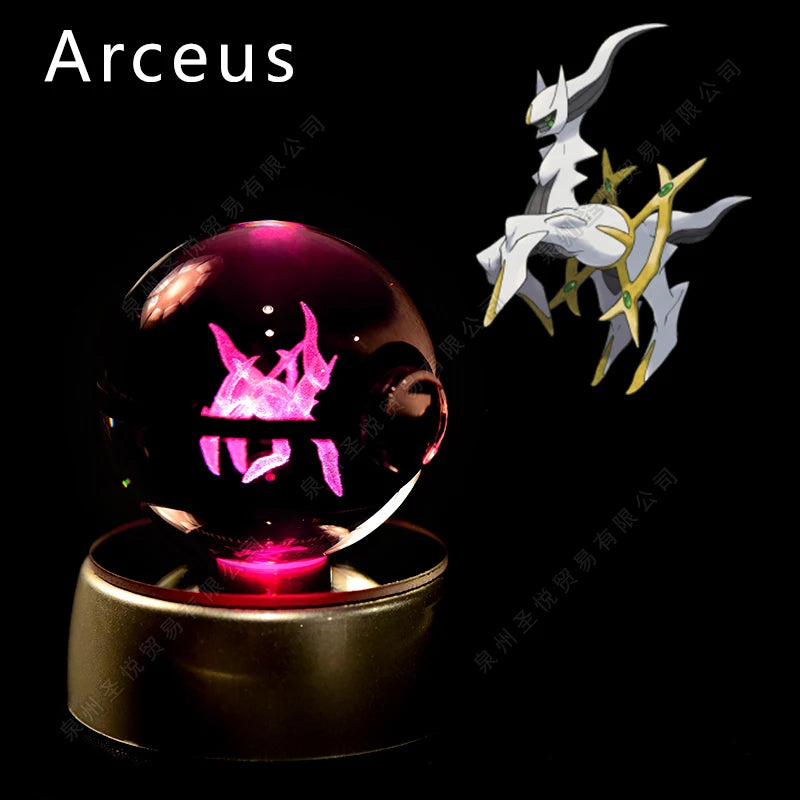 Pokémon 3D Crystal Ball Night Light – LED Glass Lamp & Collectible Gift