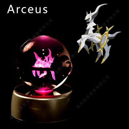Pokémon 3D Crystal Ball Night Light – LED Glass Lamp & Collectible Gift