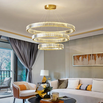 Dimmable Luxury Light That Commands the Room —  Lumora Crystal Ring Chandelier