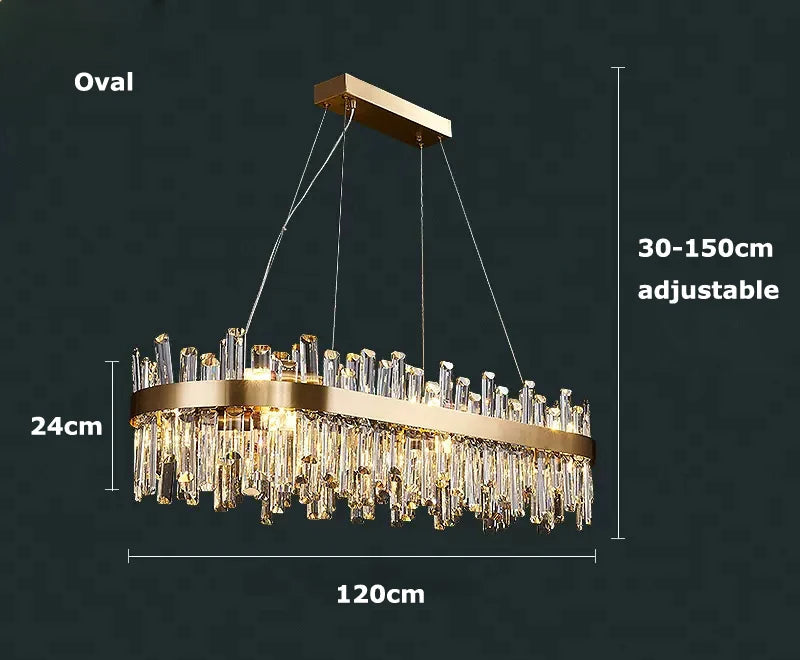 Round & Oval Luxury LED Light for Dining Rooms & Grand Spaces — Crystal Halo Chandelier