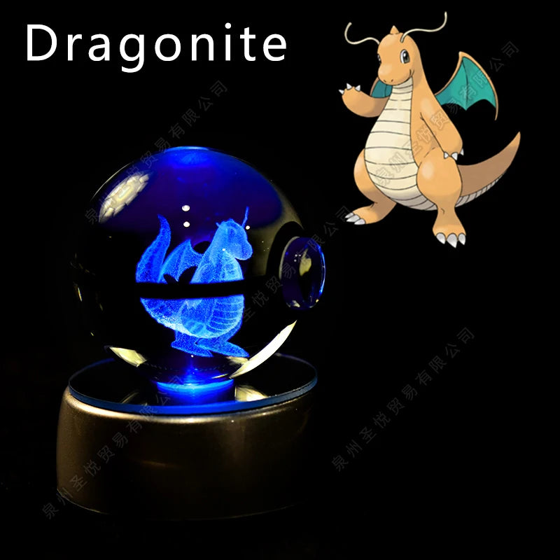 Pokémon 3D Crystal Ball Night Light – LED Glass Lamp & Collectible Gift