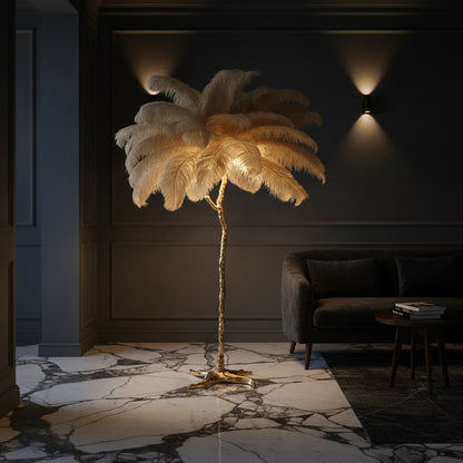 Luxury Standing Light for Living Room & Bedroom – Nordic Ostrich Feather Floor Lamp