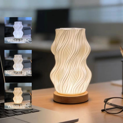 Lumora Art Desk Lamp — USB Dimmable Night Light with Sculptural Shade for Bedroom & Home Office