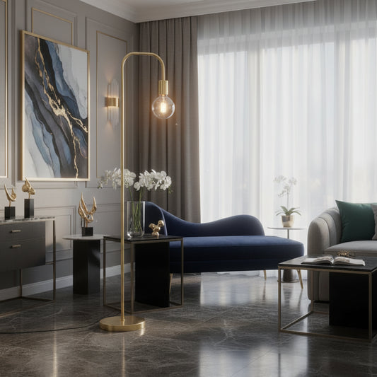 Lumora Antique Brass Floor Lamp — Timeless Elegance for Every Room