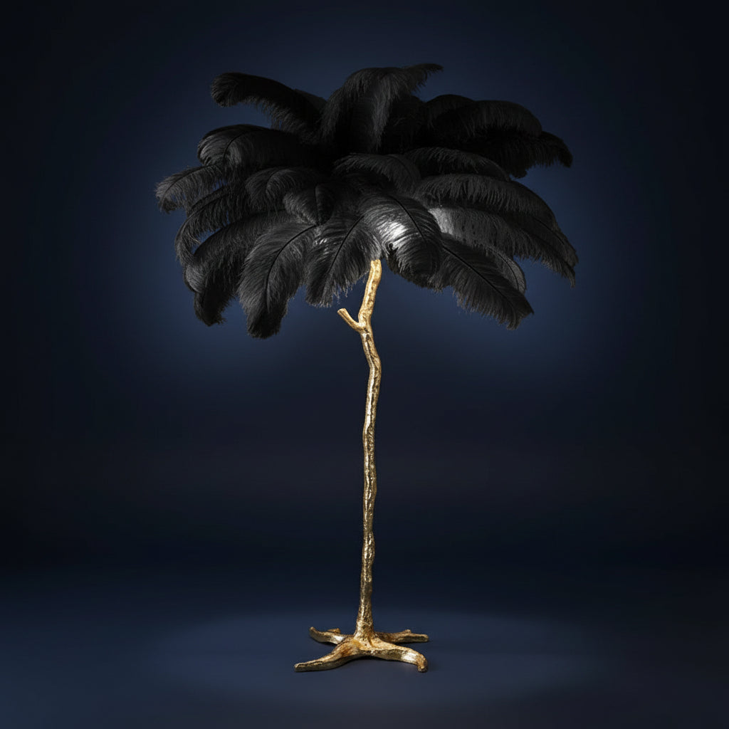 Luxury Standing Light for Living Room & Bedroom – Nordic Ostrich Feather Floor Lamp