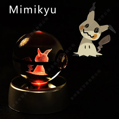 Pokémon 3D Crystal Ball Night Light – LED Glass Lamp & Collectible Gift