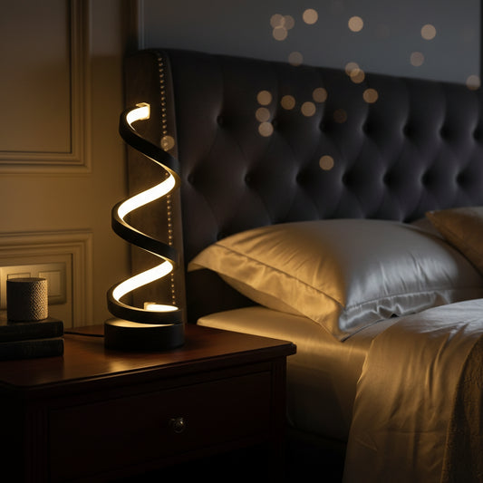 Lumora Spiral Table Lamp — Modern Sculptural Glow for Every Room