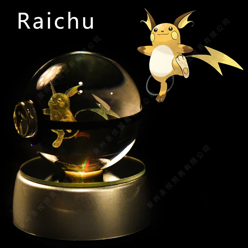 Pokémon 3D Crystal Ball Night Light – LED Glass Lamp & Collectible Gift