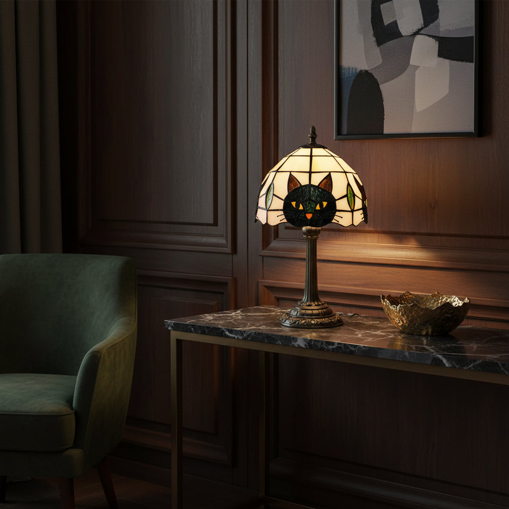Midnight Whiskers — Black Cat Bedside Lamp