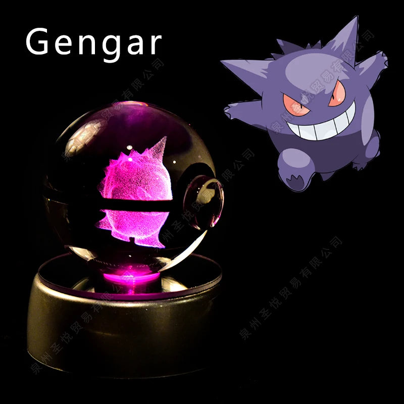 Pokémon 3D Crystal Ball Night Light – LED Glass Lamp & Collectible Gift