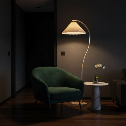The Lumora Arc — Cream Fishing Floor Lamp for Living Spaces