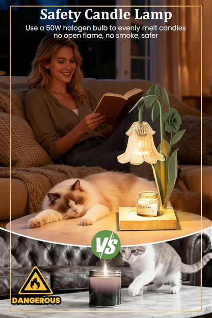 Bloom & Glow – Dimmable Flower Candle Warmer Lamp with Timer