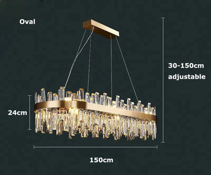 Round & Oval Luxury LED Light for Dining Rooms & Grand Spaces — Crystal Halo Chandelier