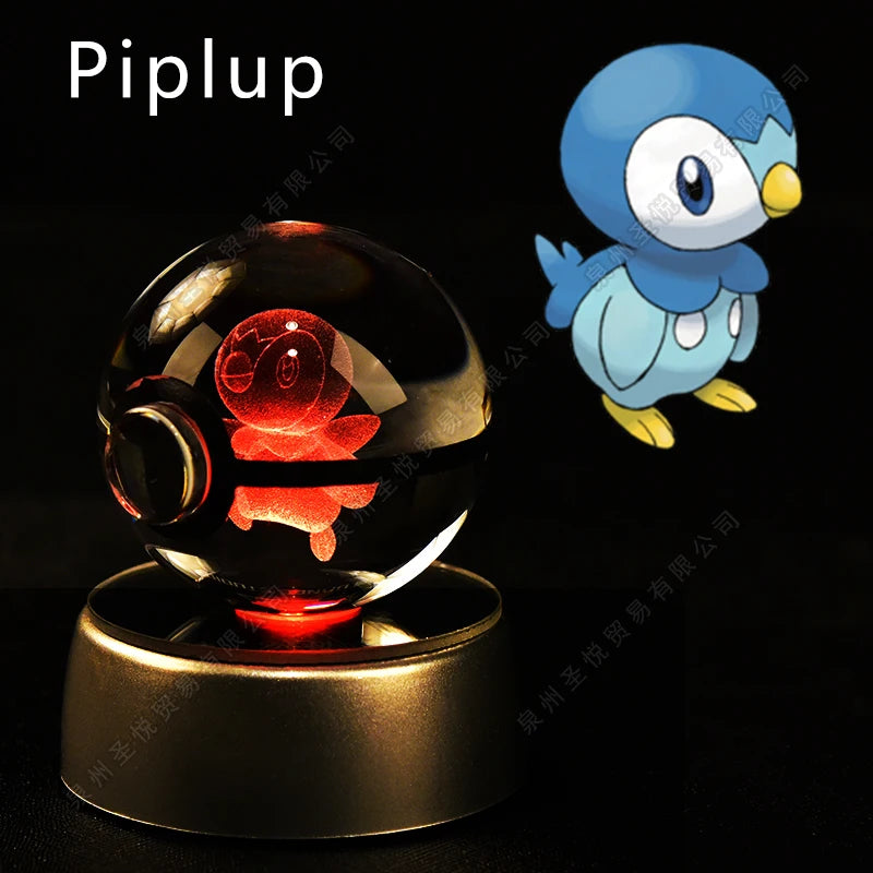 Pokémon 3D Crystal Ball Night Light – LED Glass Lamp & Collectible Gift