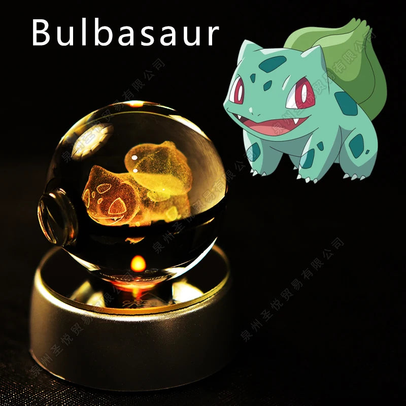 Pokémon 3D Crystal Ball Night Light – LED Glass Lamp & Collectible Gift