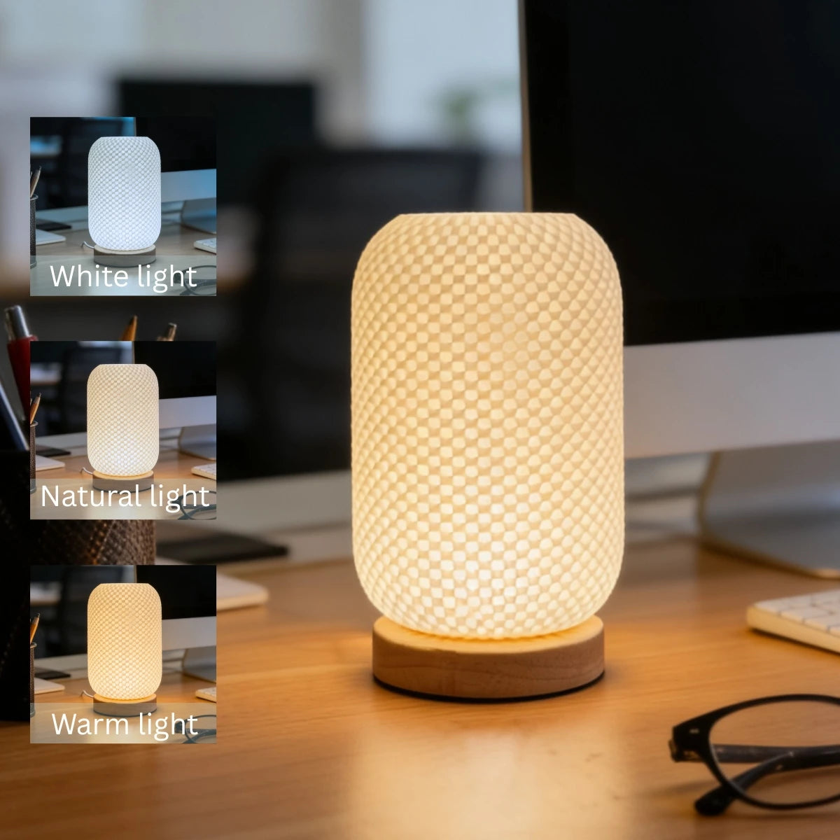 Lumora Art Desk Lamp — USB Dimmable Night Light with Sculptural Shade for Bedroom & Home Office