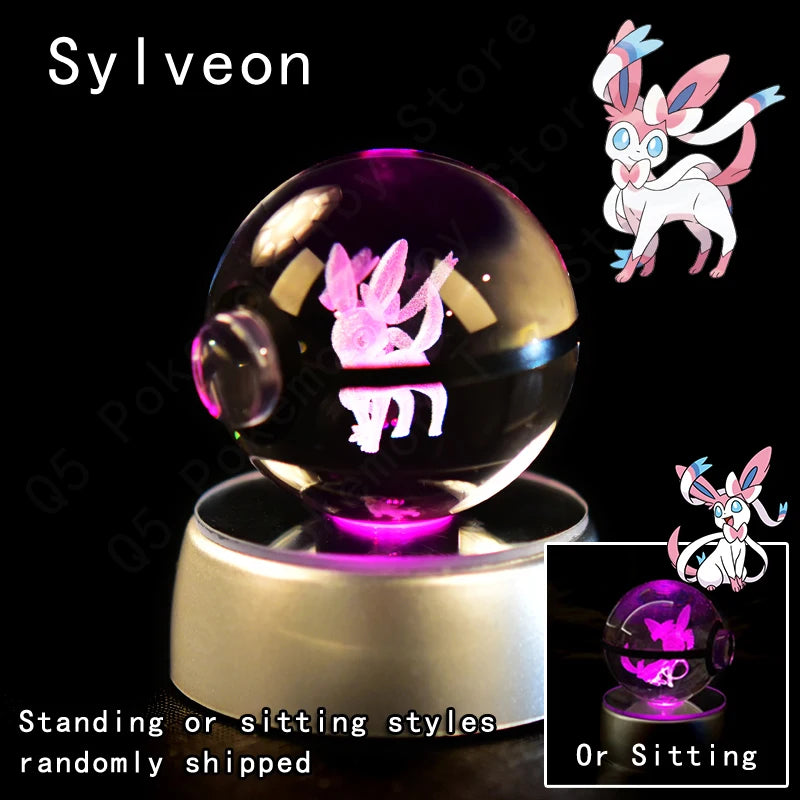 Pokémon 3D Crystal Ball Night Light – LED Glass Lamp & Collectible Gift