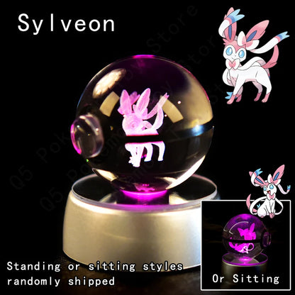 Pokémon 3D Crystal Ball Night Light – LED Glass Lamp & Collectible Gift