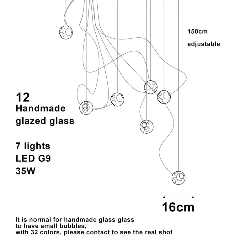 Prismatic Bubble Chandelier | Handmade Glazed Glass