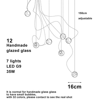 Prismatic Bubble Chandelier | Handmade Glazed Glass