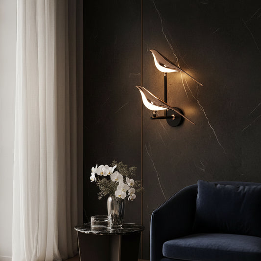 Golden Bird Wall Sconce | Sculptural Nordic Light with Rotating Head