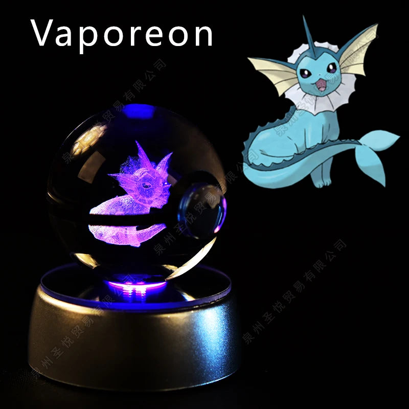 Pokémon 3D Crystal Ball Night Light – LED Glass Lamp & Collectible Gift