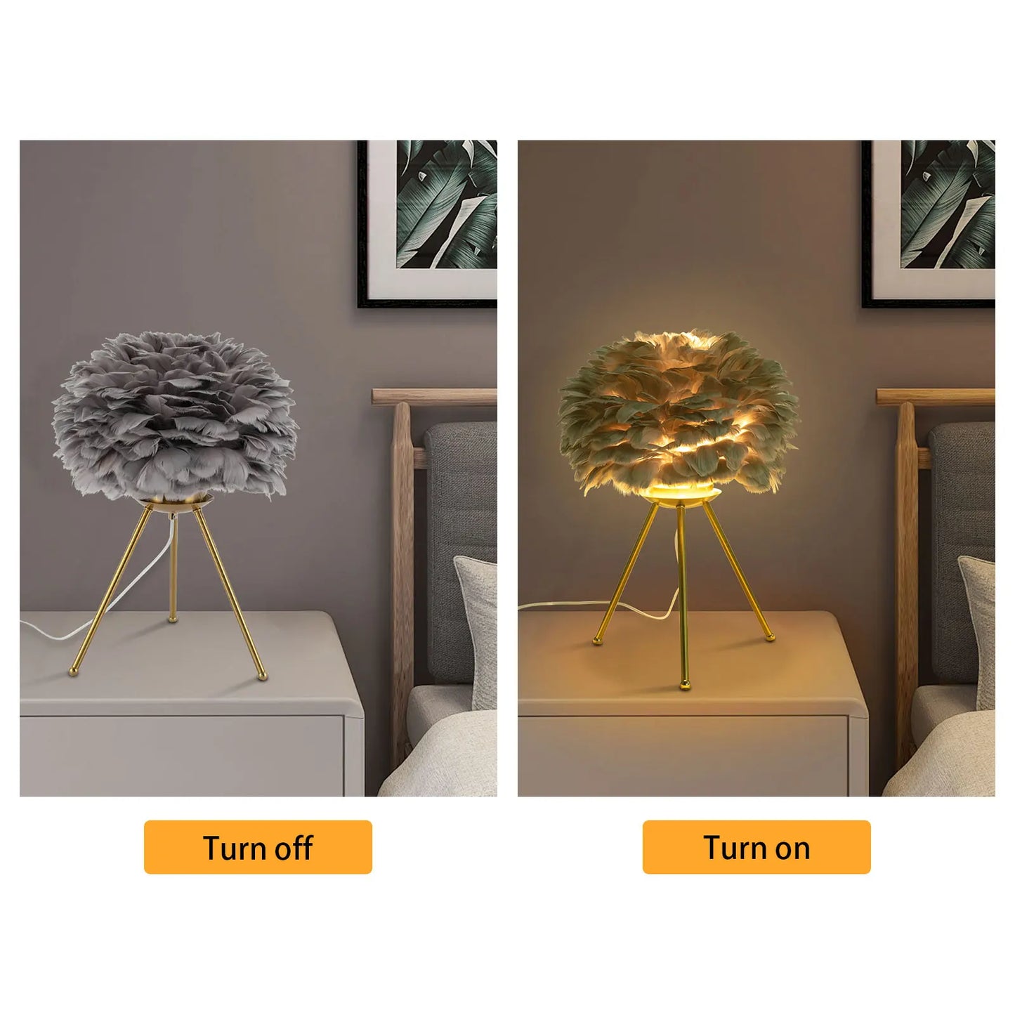 Lumora Feather Glow Lamp – Nordic Gold Elegance for Your Perfect Ambiance
