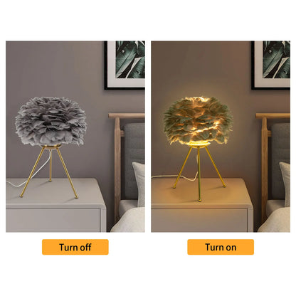 Lumora Feather Glow Lamp – Nordic Gold Elegance for Your Perfect Ambiance