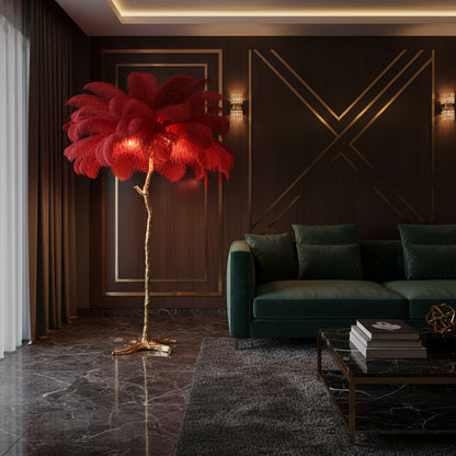 Luxury Standing Light for Living Room & Bedroom – Nordic Ostrich Feather Floor Lamp