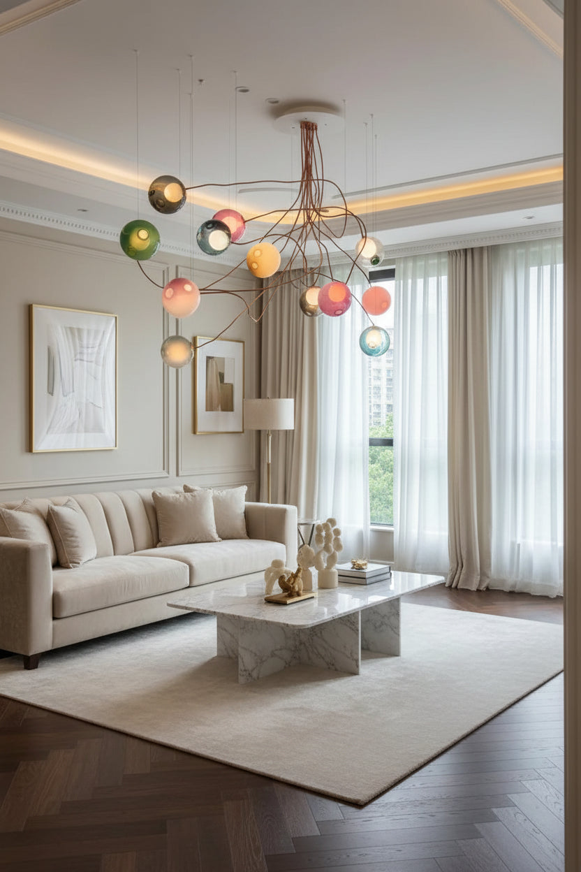 Prismatic Bubble Chandelier | Handmade Glazed Glass