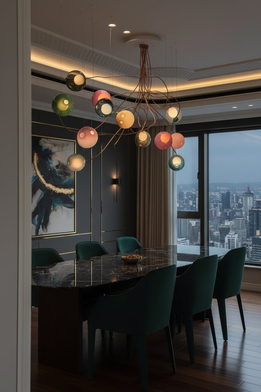 Prismatic Bubble Chandelier | Handmade Glazed Glass