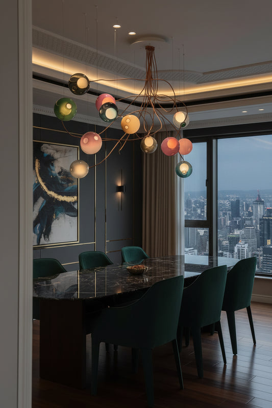 Prismatic Bubble Chandelier | Handmade Glazed Glass