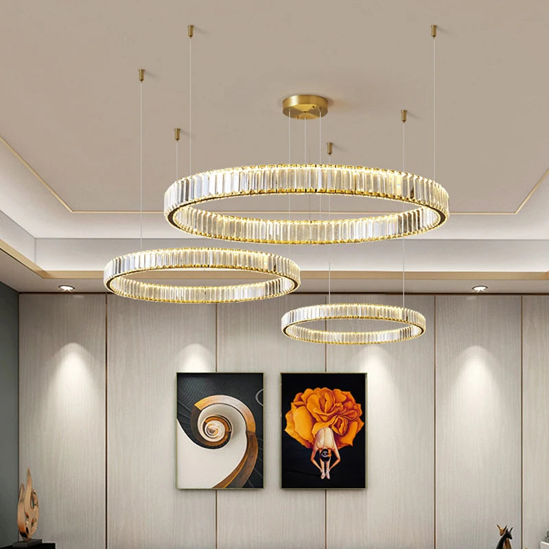 Dimmable Luxury Light That Commands the Room —  Lumora Crystal Ring Chandelier