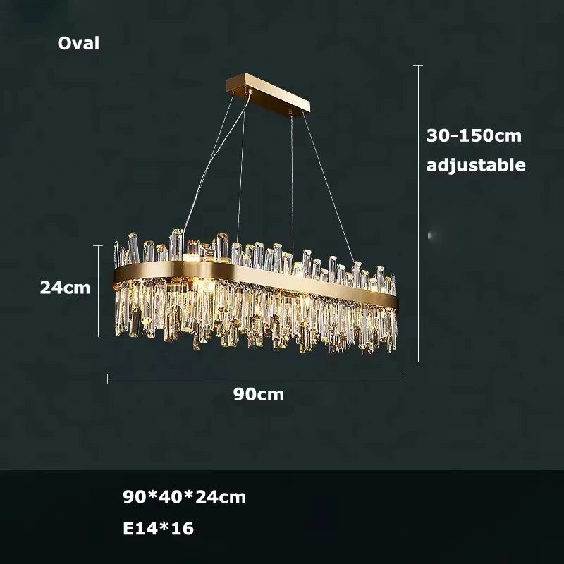 Round & Oval Luxury LED Light for Dining Rooms & Grand Spaces — Crystal Halo Chandelier