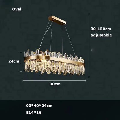 Round & Oval Luxury LED Light for Dining Rooms & Grand Spaces — Crystal Halo Chandelier